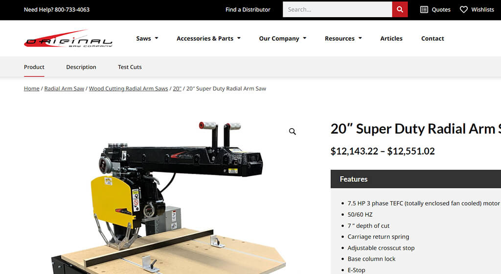 Originalsaw 20″ Super Duty Radial Arm Saw